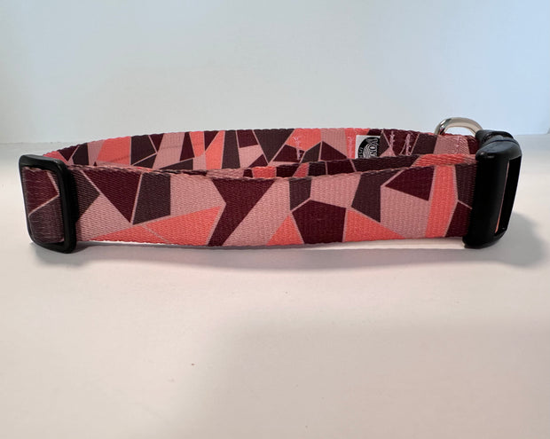 Pink & Brown Geometric Dog Collar