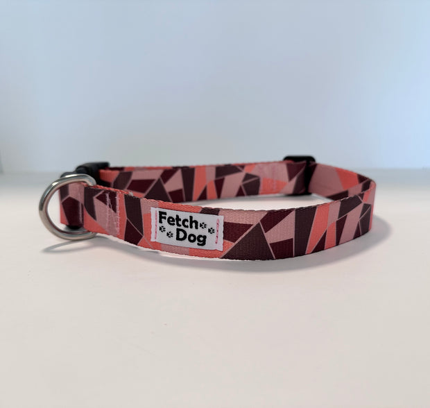 Pink & Brown Geometric Dog Collar