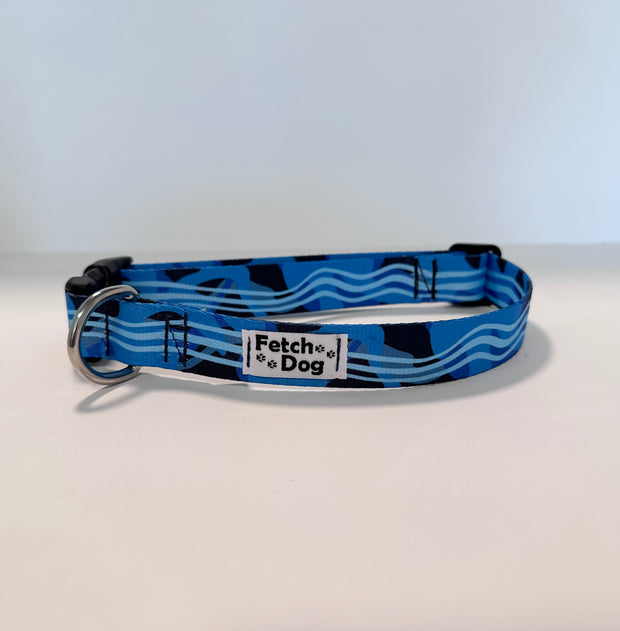 Blue Waves Dog Collar