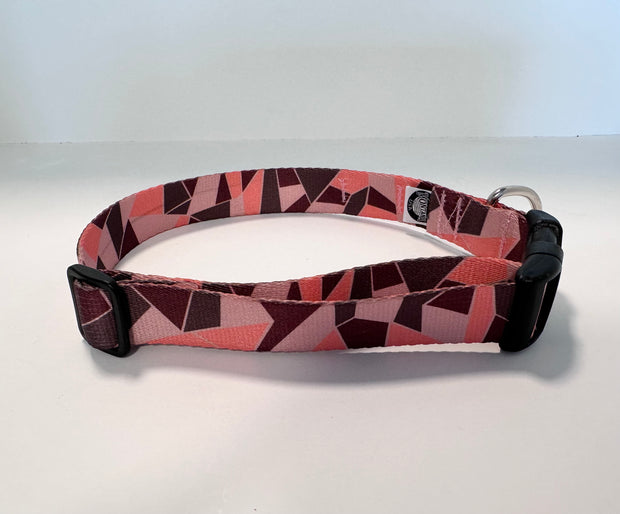 Pink & Brown Geometric Dog Collar