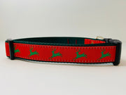 Red & Green Reindeer Dog Collar - Fetch Dog