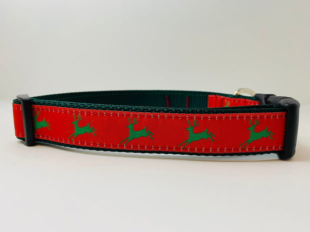 Red & Green Reindeer Dog Collar - Fetch Dog