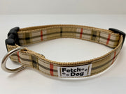 Tan Plaid Dog Collar - Fetch Dog