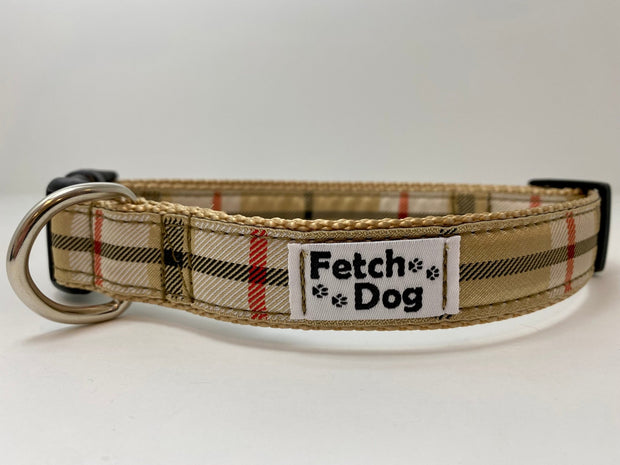 Tan Plaid Dog Collar - Fetch Dog