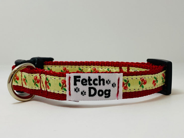 Tiny Cherries Small Dog Collar - Fetch Dog