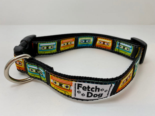 Vintage Cassette Tapes Dog Collar - Fetch Dog