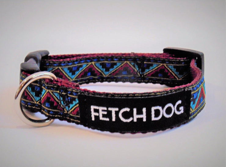 Southwest Maroon Dog Collar - Fetch Dog 